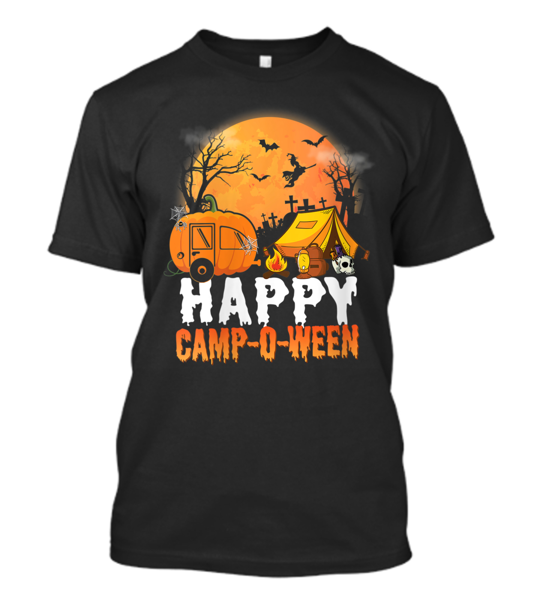 Happy Camp O Ween Halloween Pumpkin Camping Spooky Night T-Shirt