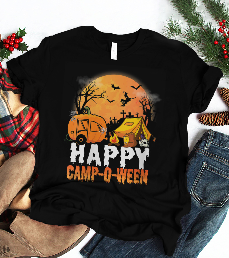 Happy Camp O Ween Halloween Pumpkin Camping Spooky Night T-Shirt