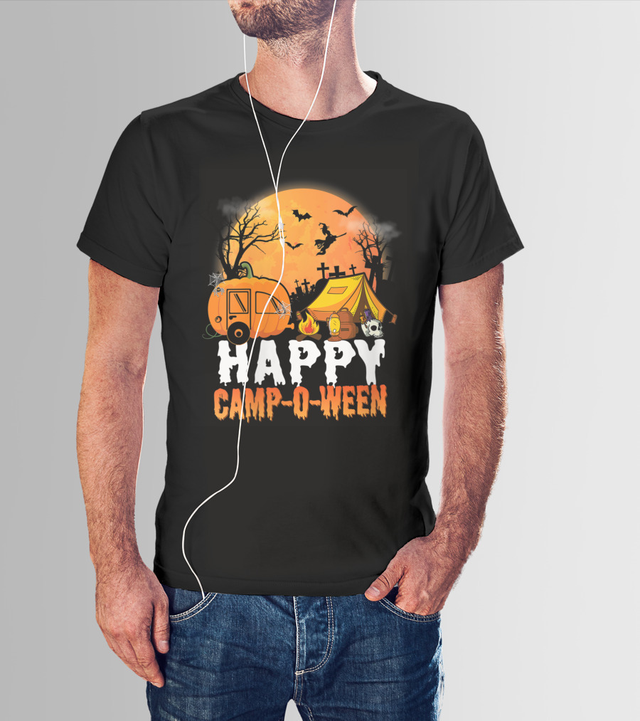 Happy Camp O Ween Halloween Pumpkin Camping Spooky Night T-Shirt