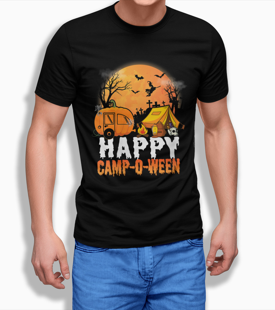 Happy Camp O Ween Halloween Pumpkin Camping Spooky Night T-Shirt