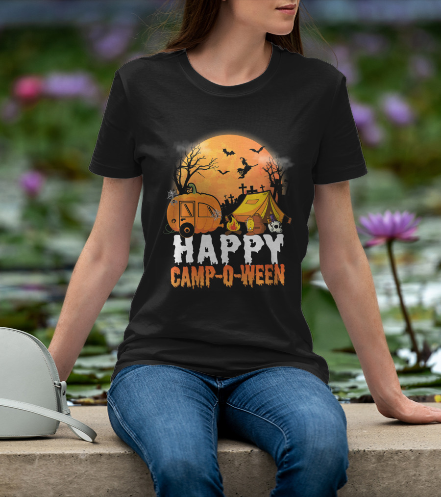 Happy Camp O Ween Halloween Pumpkin Camping Spooky Night T-Shirt