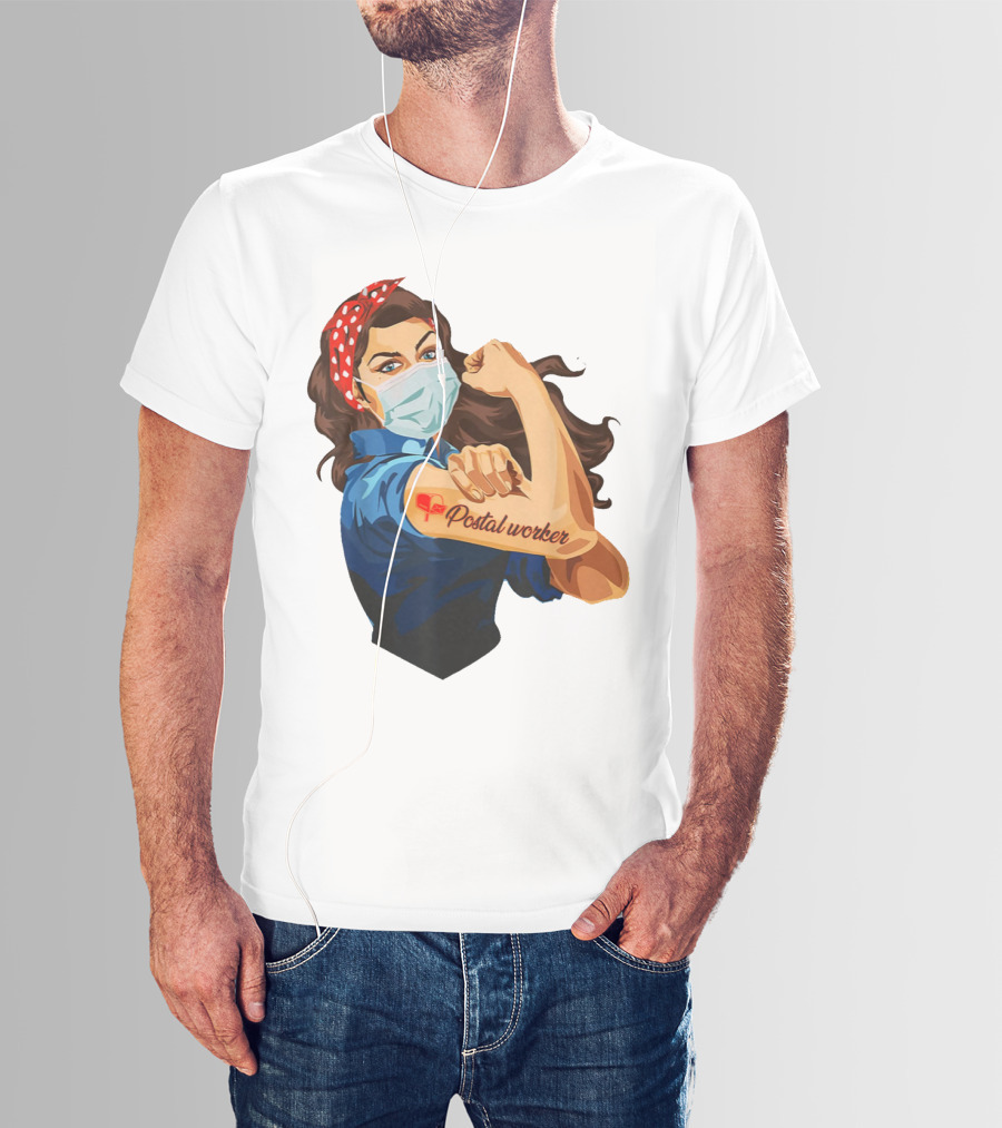Proud Postal Worker Rosie The Riveter Masked T-Shirt