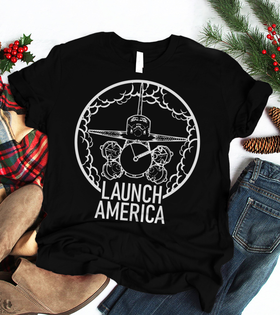 Launch America Space Shuttle Iconic Emblem T-Shirt
