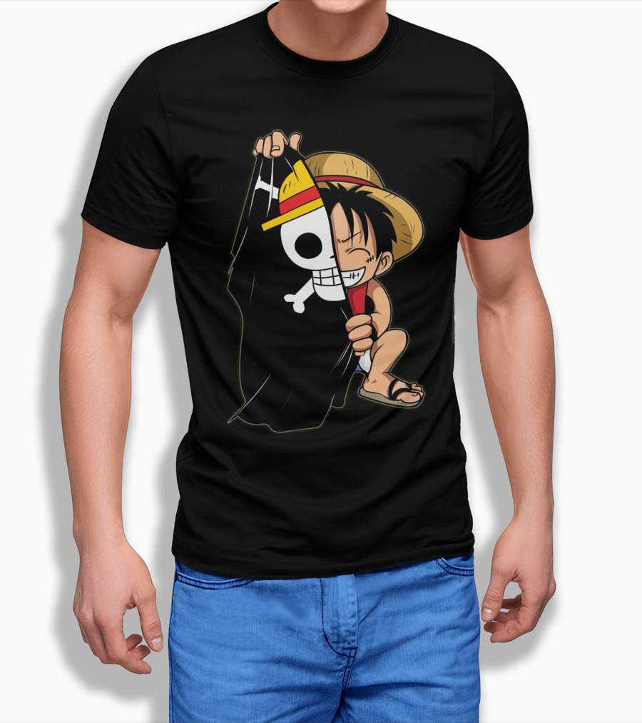 Luffy Pirate Hat Skull Flag Onepiece T-Shirt