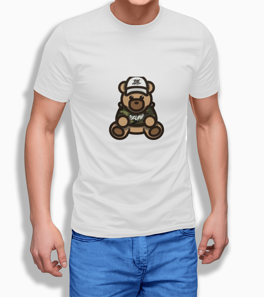 Ozuna Teddy Bear Wearing Camo Outfit and Trippy Gang Cap T-Shirt