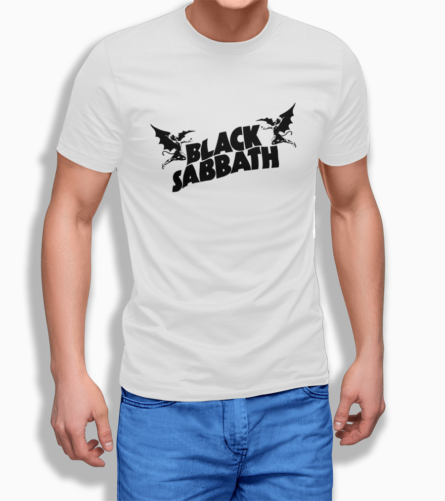 Black Sabbath Logo With Flying Demon Figures T-Shirt