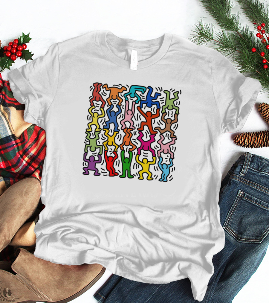 Keith Haring Multicolored Dancing Figures T-Shirt
