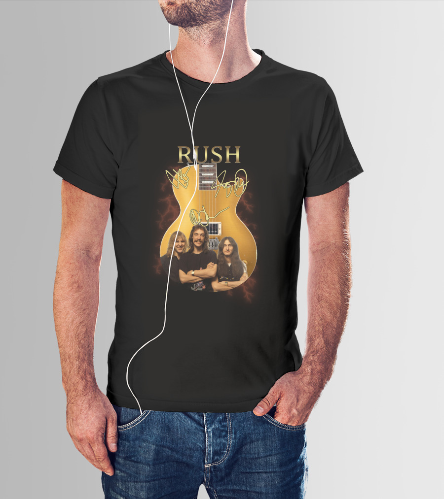 Rush Signature Guitar With Band Members And Autographs T-Shirt