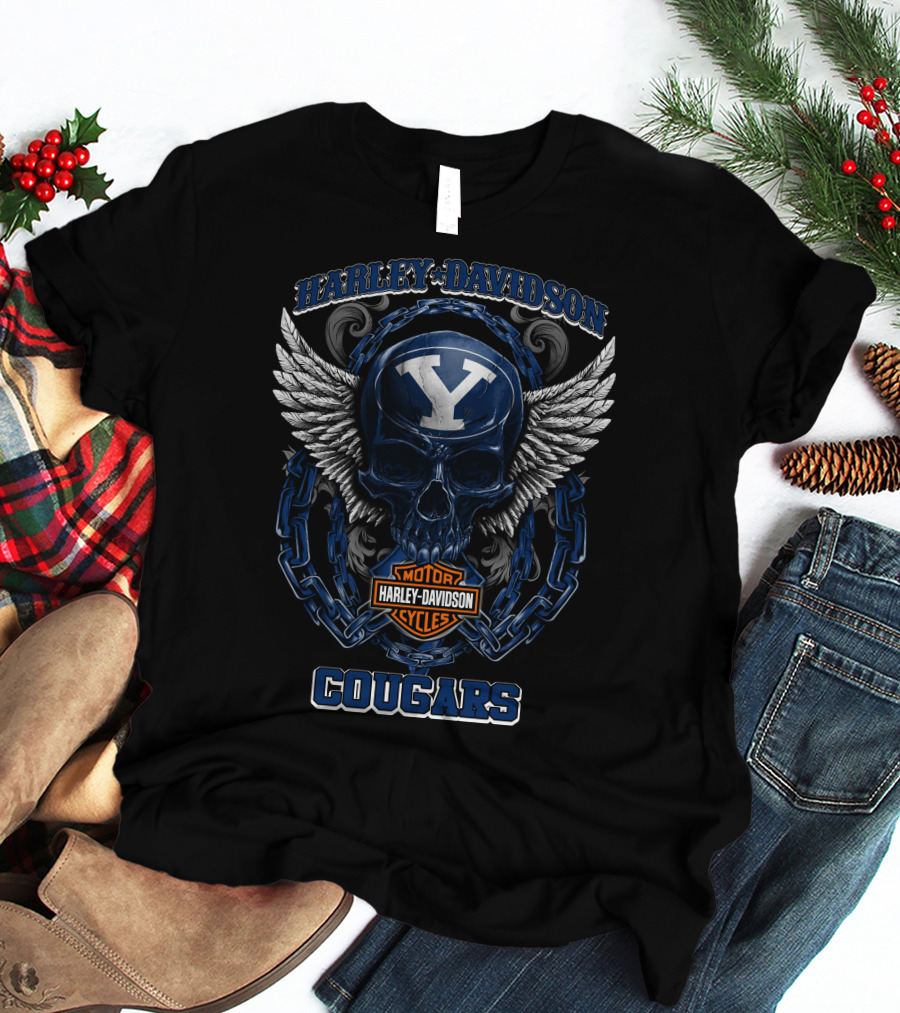Harley Davidson Motor Cycles Byu Cougars T-Shirt