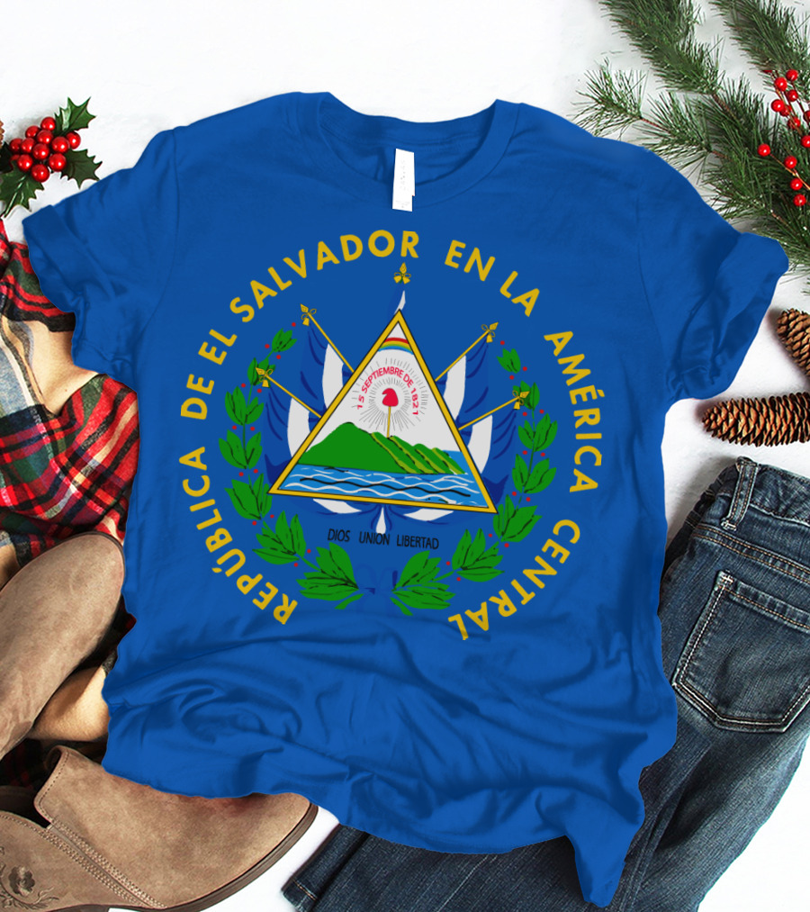 REPÚBLICA DE EL SALVADOR EN LA AMÉRICA CENTRAL DIOS UNIÓN LIBERTAD ESCUDO DE EL SALVADOR T-Shirt