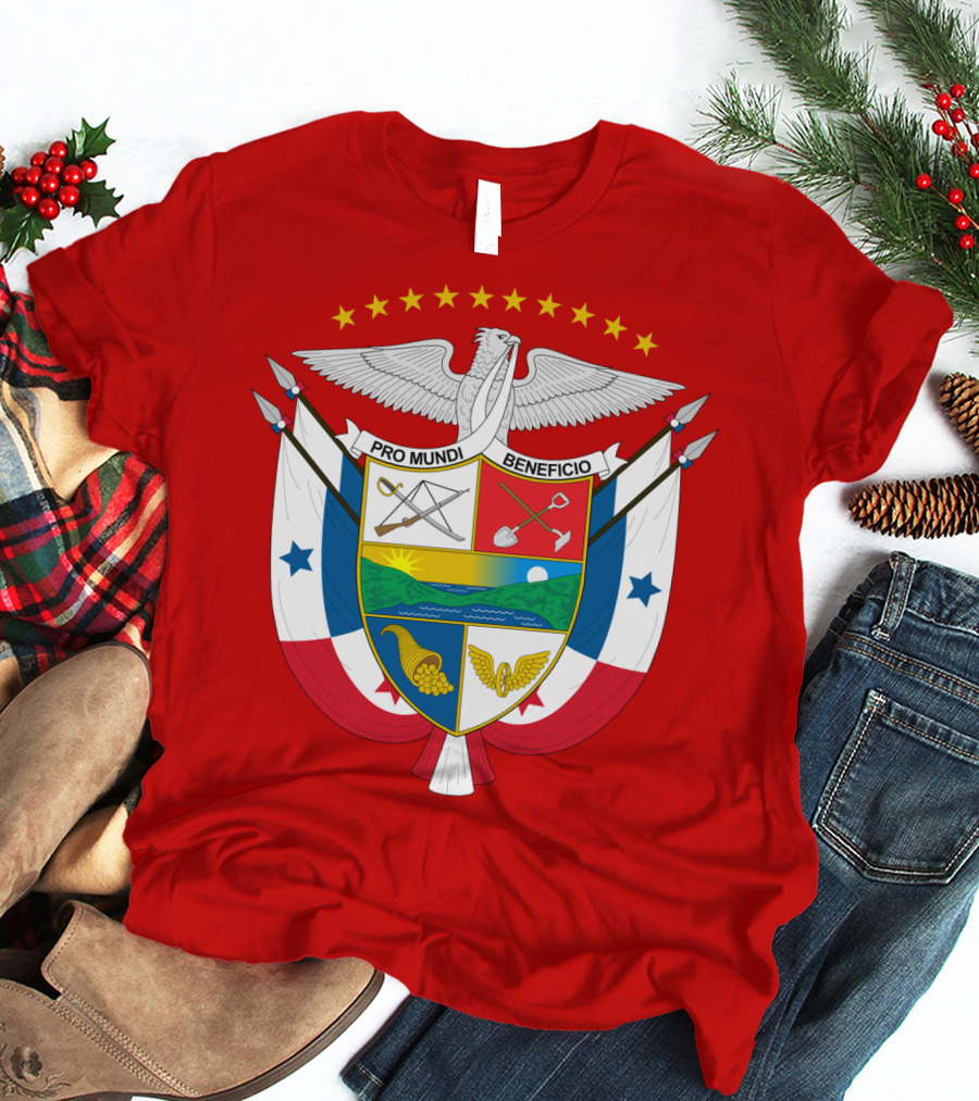 Pro Mundi Beneficio Escudo De Panamá Coat Of Arms Flag T-Shirt