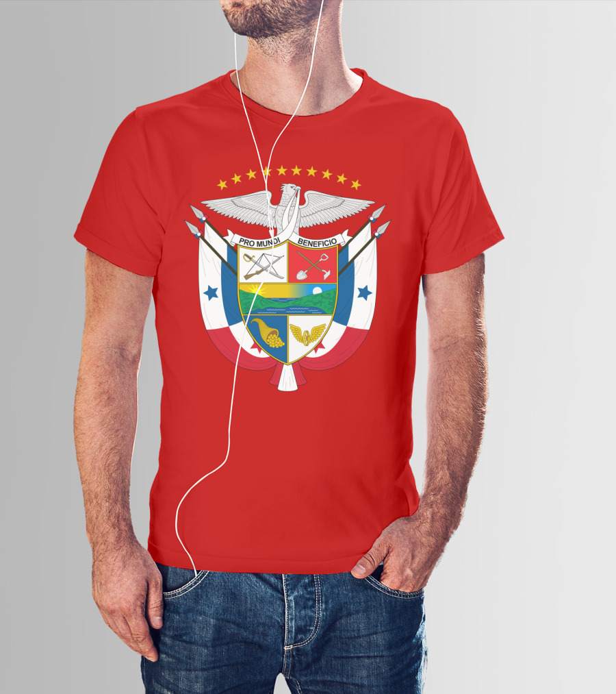 Pro Mundi Beneficio Escudo De Panamá Coat Of Arms Flag T-Shirt