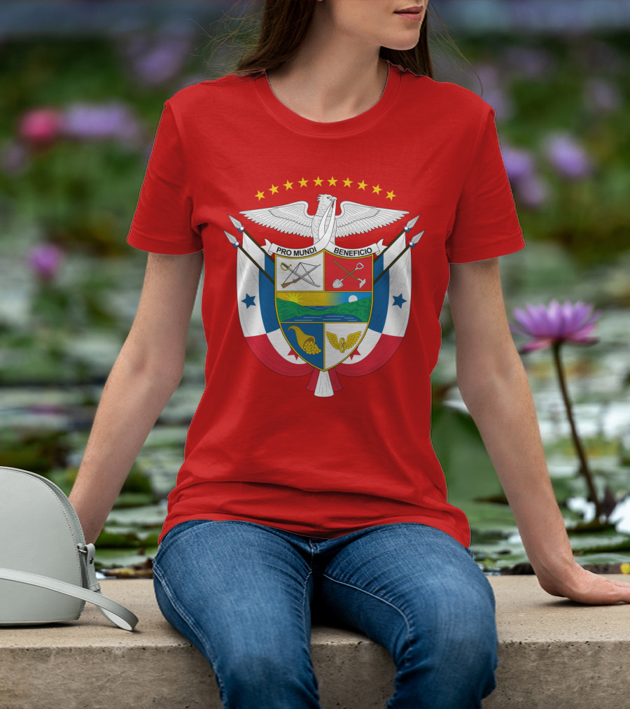 Pro Mundi Beneficio Escudo De Panamá Coat Of Arms Flag T-Shirt