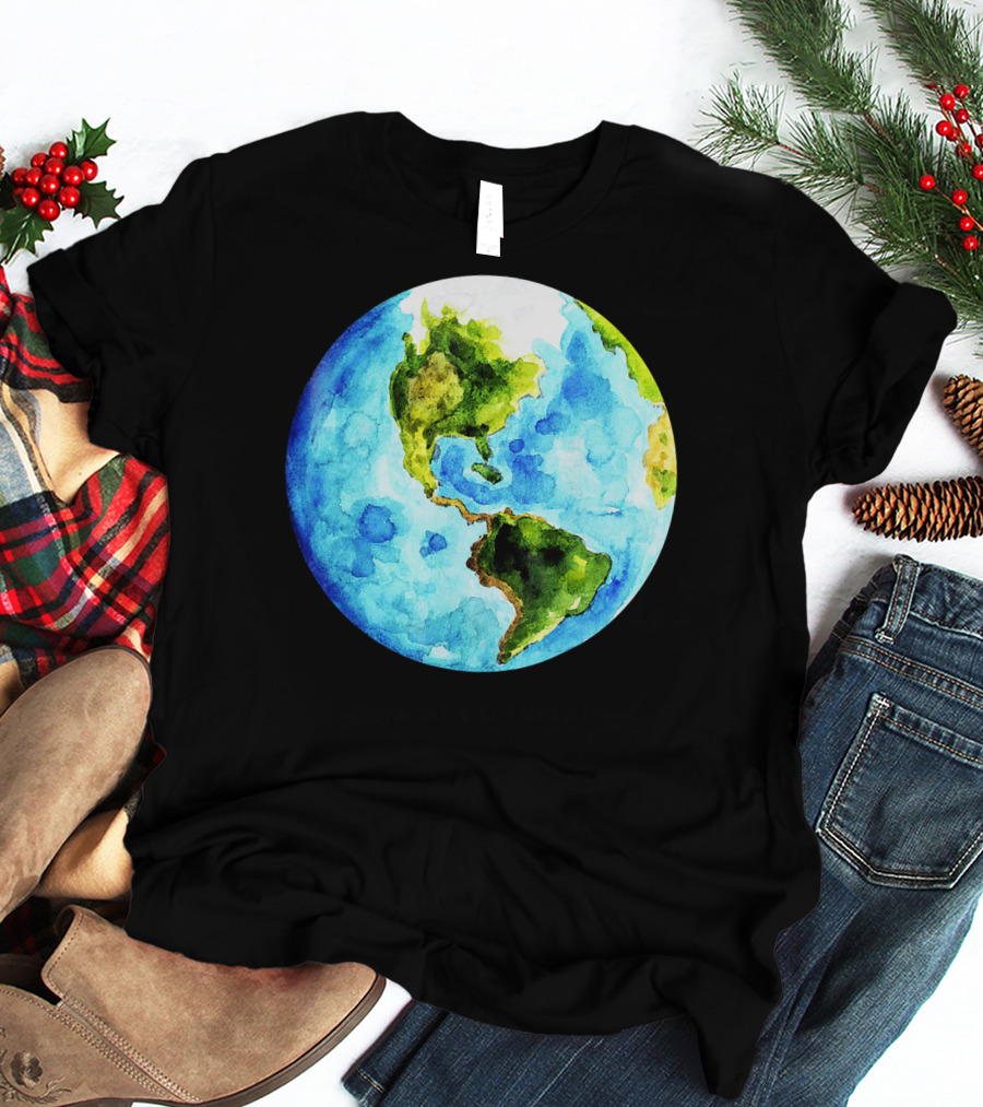 Earth Day Love Earth Watercolor Planet Earth T-Shirt
