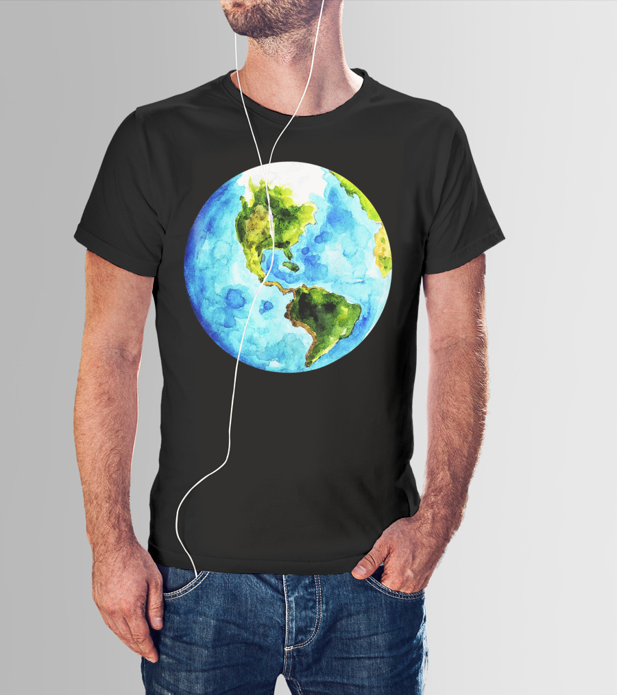 Earth Day Love Earth Watercolor Planet Earth T-Shirt