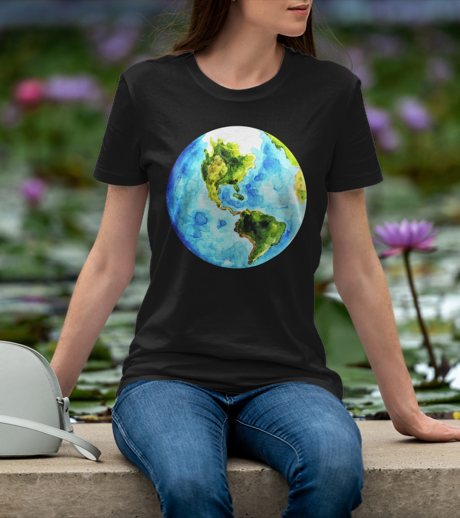 Earth Day Love Earth Watercolor Planet Earth T-Shirt