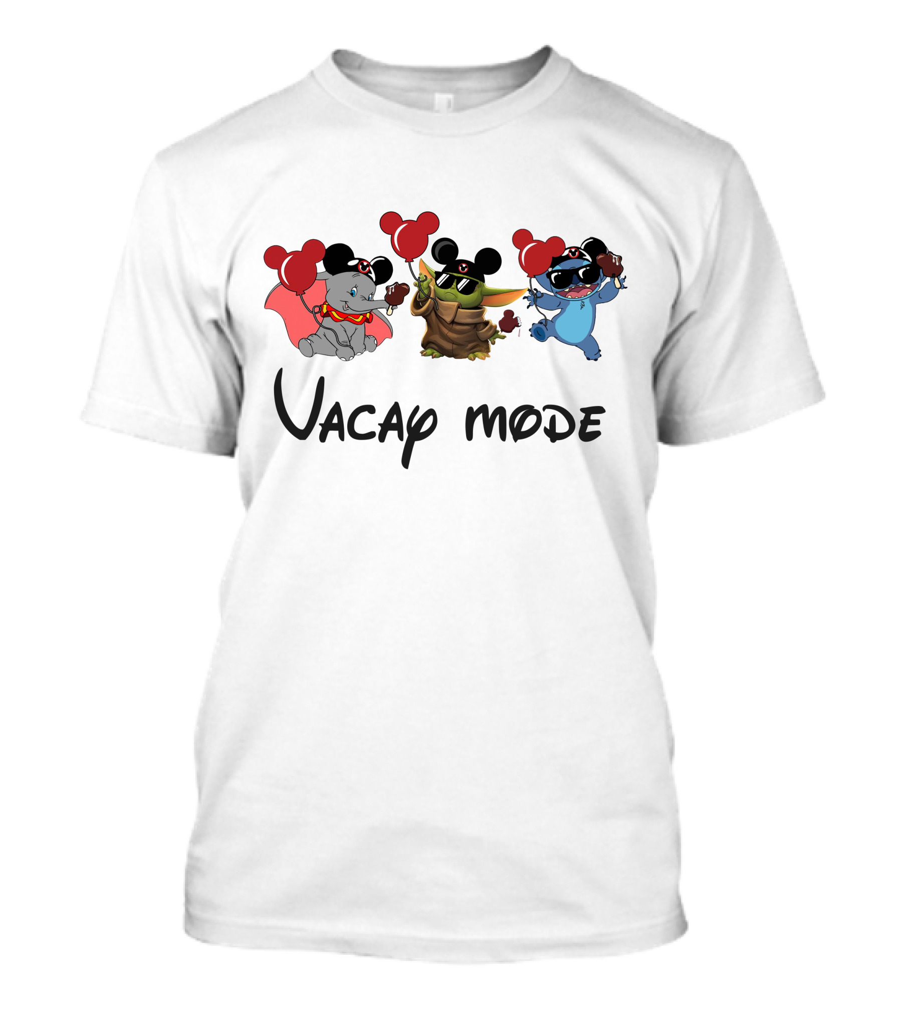 Yoda Stitch Dumbo Mickey Ears Vacay Mode Balloons T-Shirt
