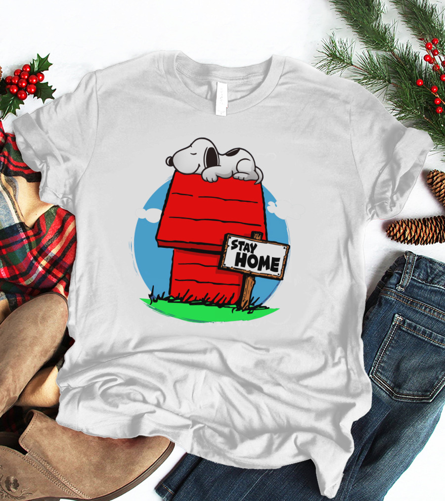Stay Home Snoopy Doghouse Relaxation T-Shirt