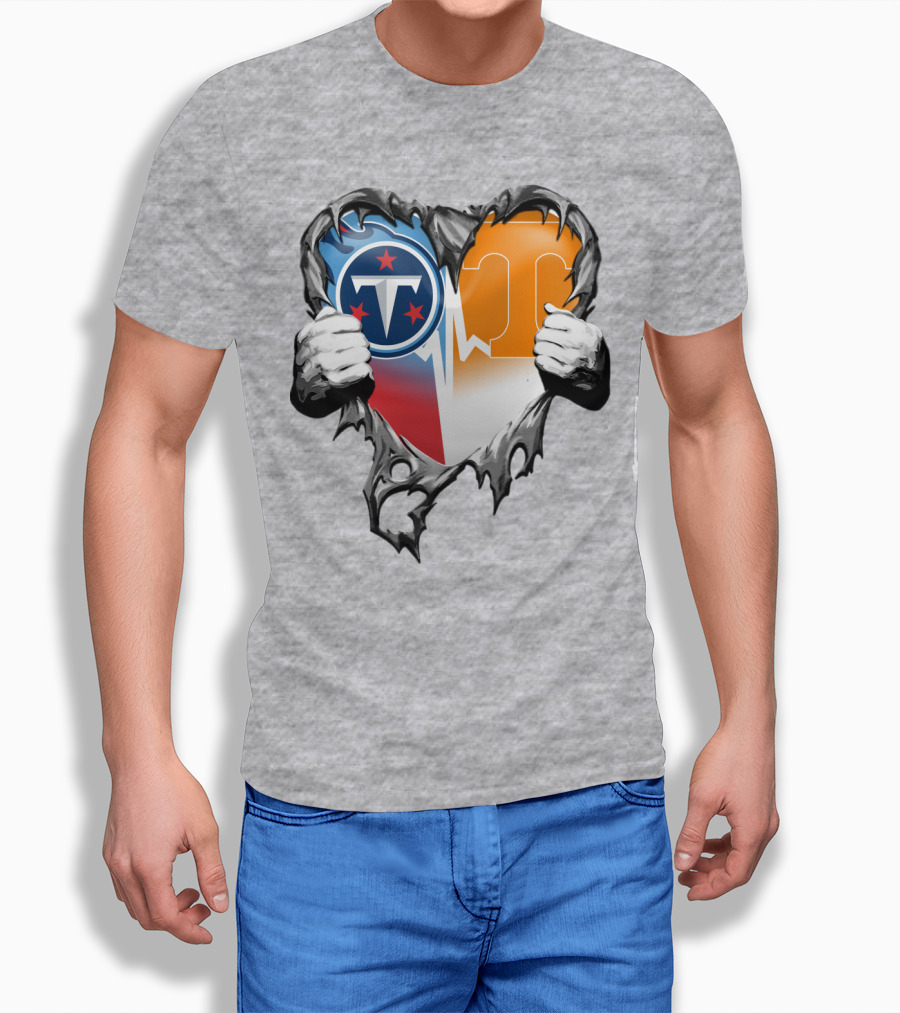 Tennessee Titans And Volunteers Heart T-Shirt