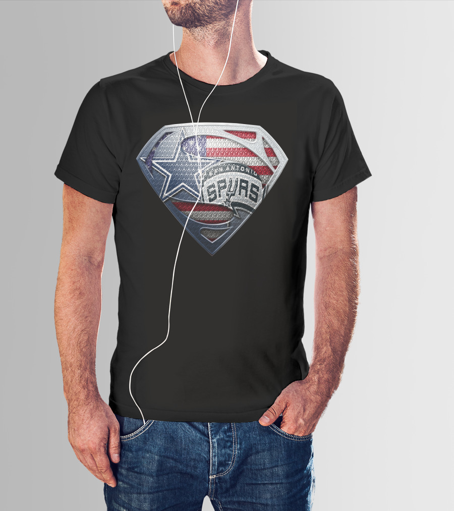 San Antonio Spurs American Flag Superman Shield T-Shirt