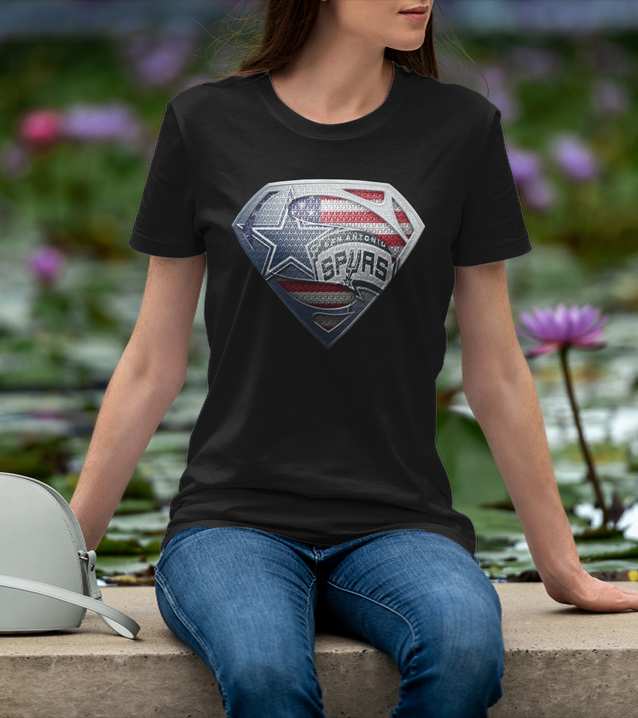 San Antonio Spurs American Flag Superman Shield T-Shirt