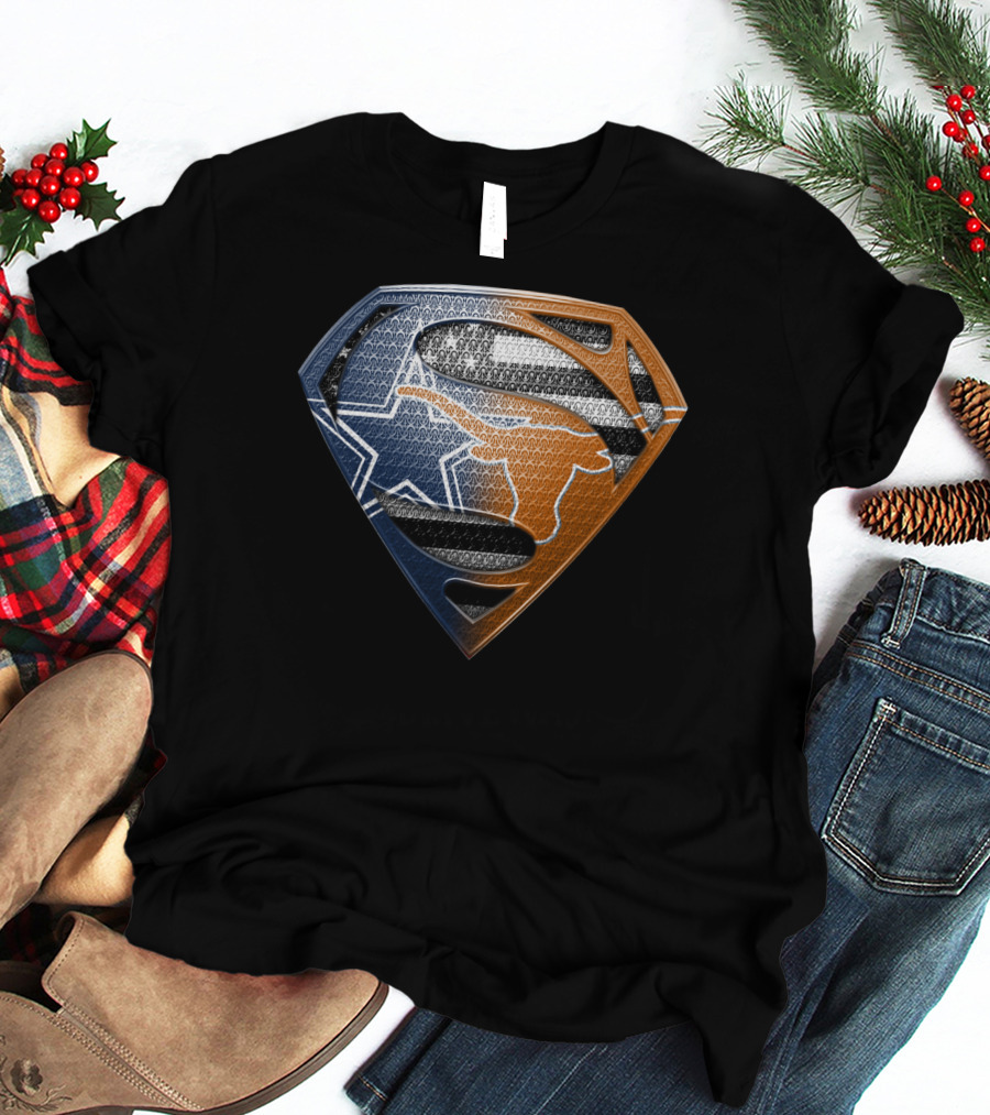 Texas Longhorns Dallas Cowboys Superman Logo Mashup T-Shirt