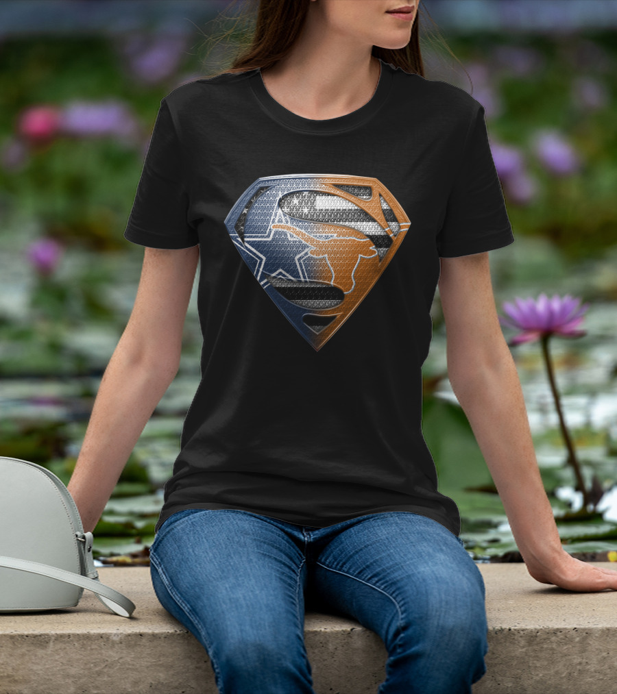 Texas Longhorns Dallas Cowboys Superman Logo Mashup T-Shirt