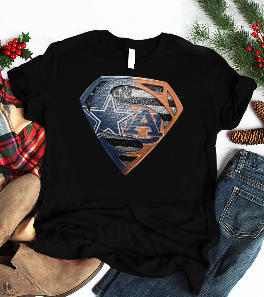 Dallas Cowboys Auburn Tigers Superman Emblem Fusion T-Shirt