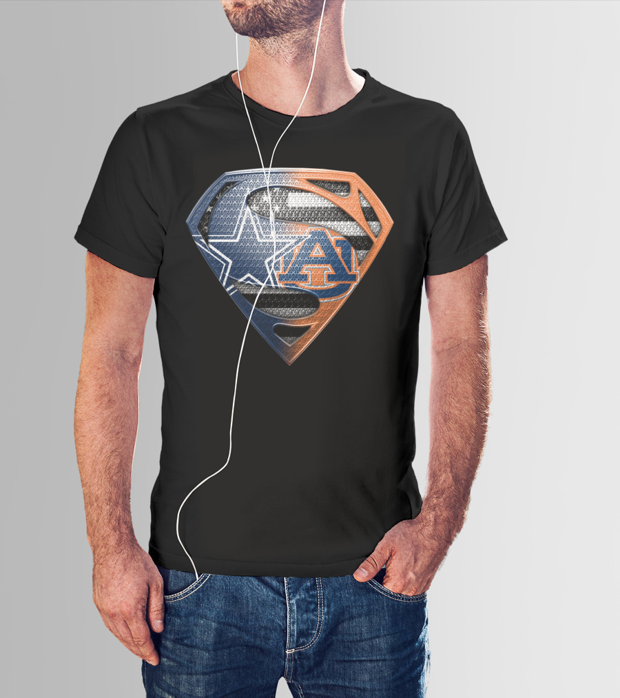 Dallas Cowboys Auburn Tigers Superman Emblem Fusion T-Shirt