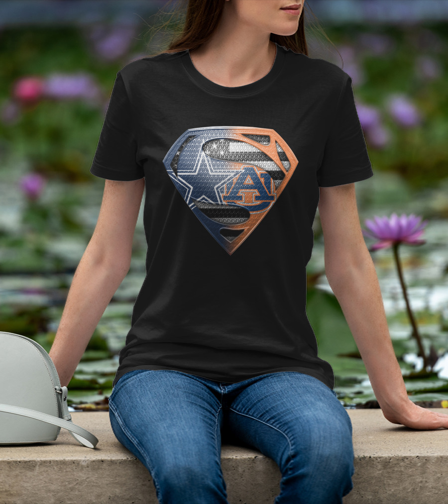 Dallas Cowboys Auburn Tigers Superman Emblem Fusion T-Shirt