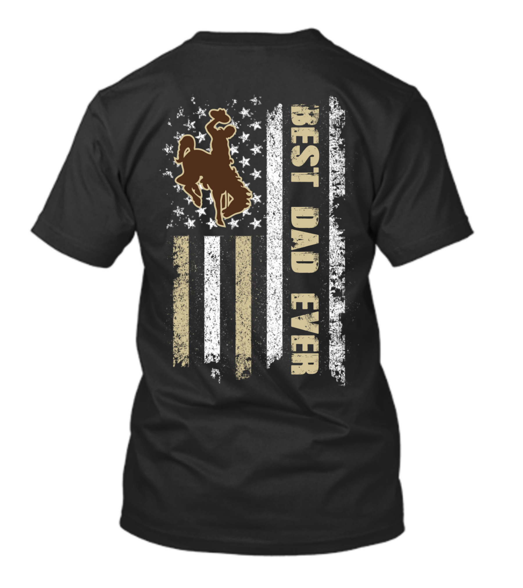 Best Dad Ever Cowboy Riding American Flag Evd T-Shirt