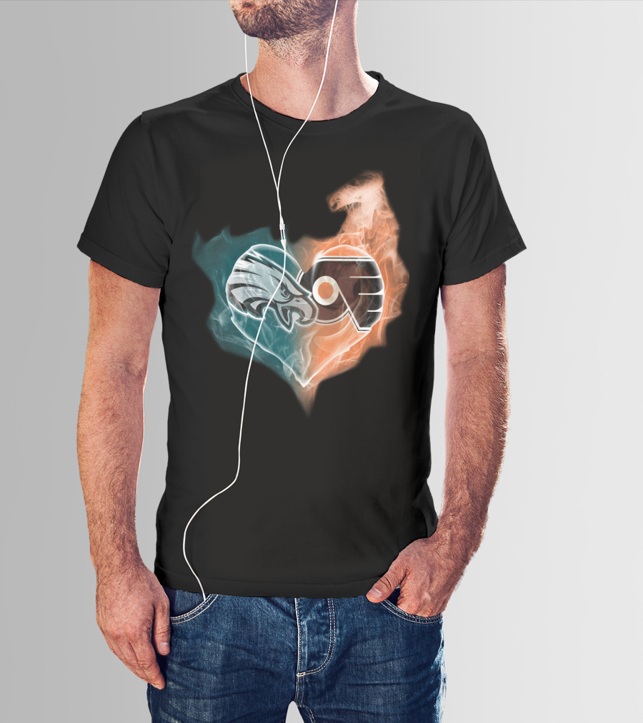 Eagles Flyers Heart Fusion T-Shirt