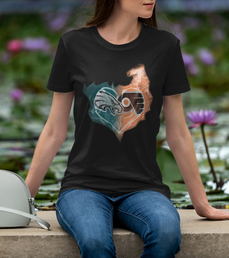 Eagles Flyers Heart Fusion T-Shirt