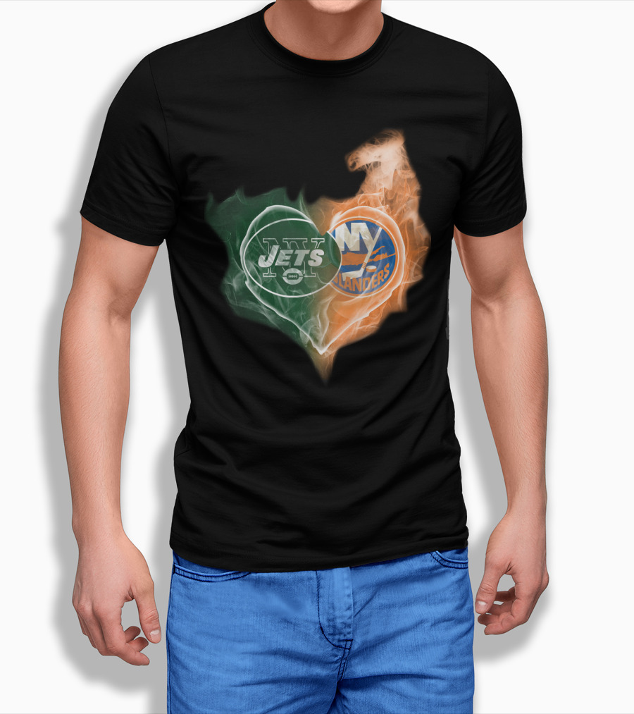 Jets Islanders Heart Smoke T-Shirt