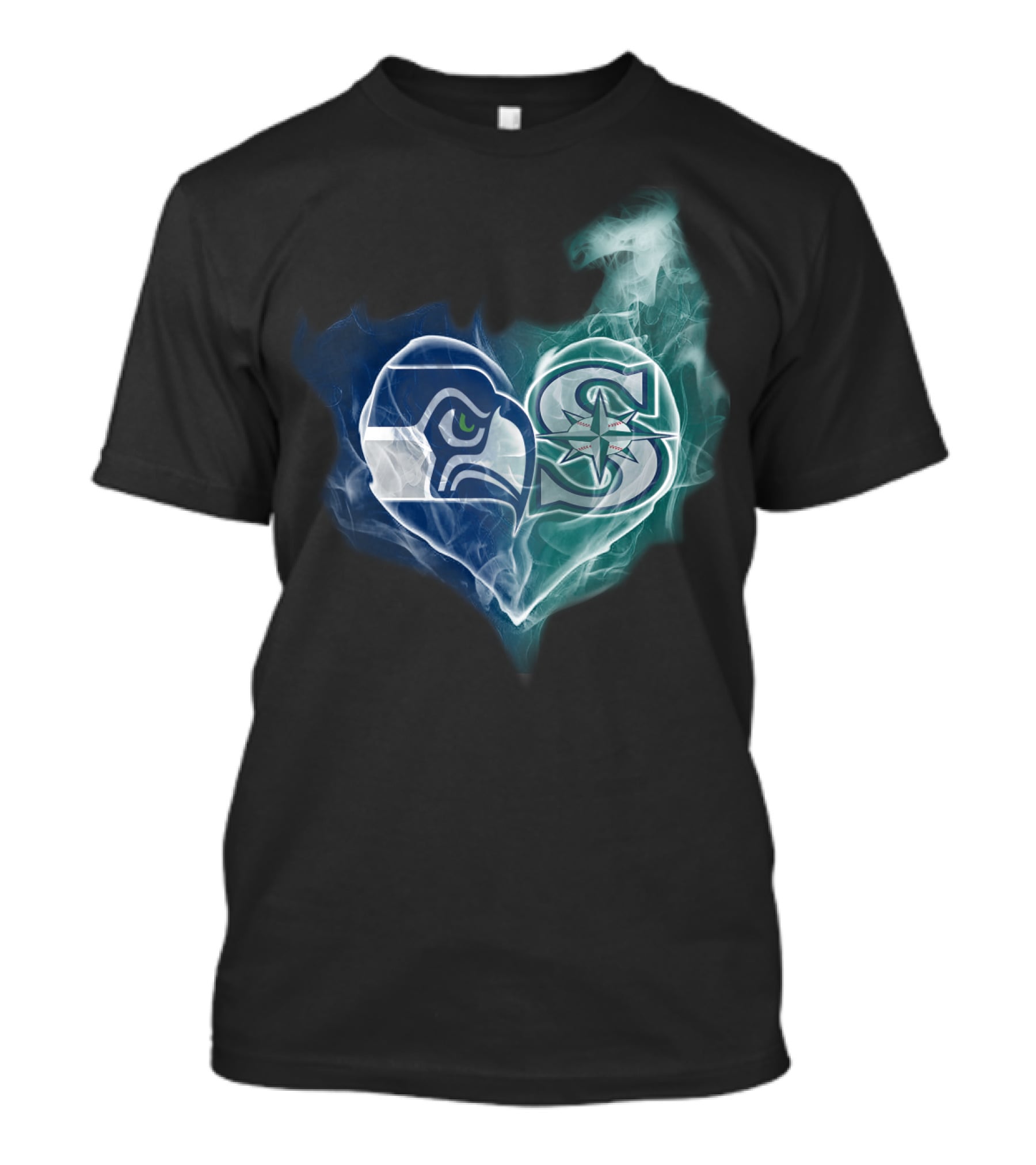 Seahawks Mariners Heart Logo Fusion T-Shirt