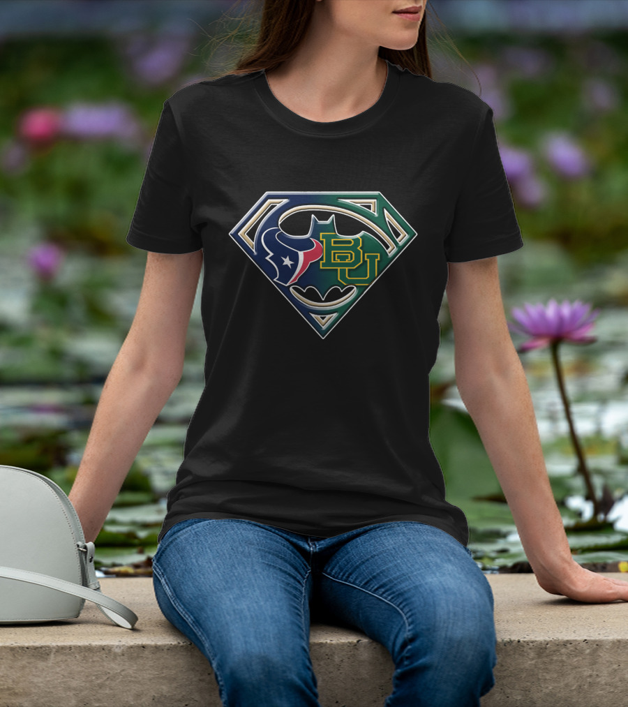 Baylor Bears Houston Texans Batman Superman Mashup Bat 117 T-Shirt
