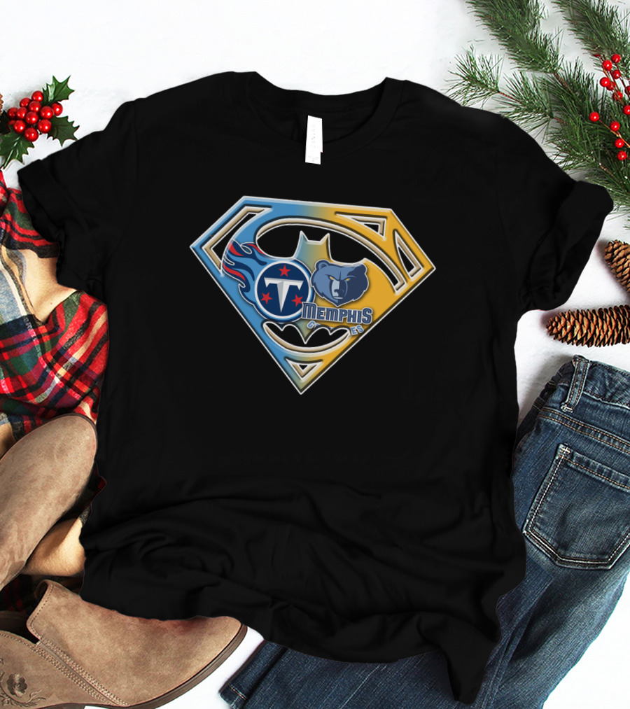 Memphis Grizzlies And Tennessee Titans Superhero Crossover Bat 128 T-Shirt