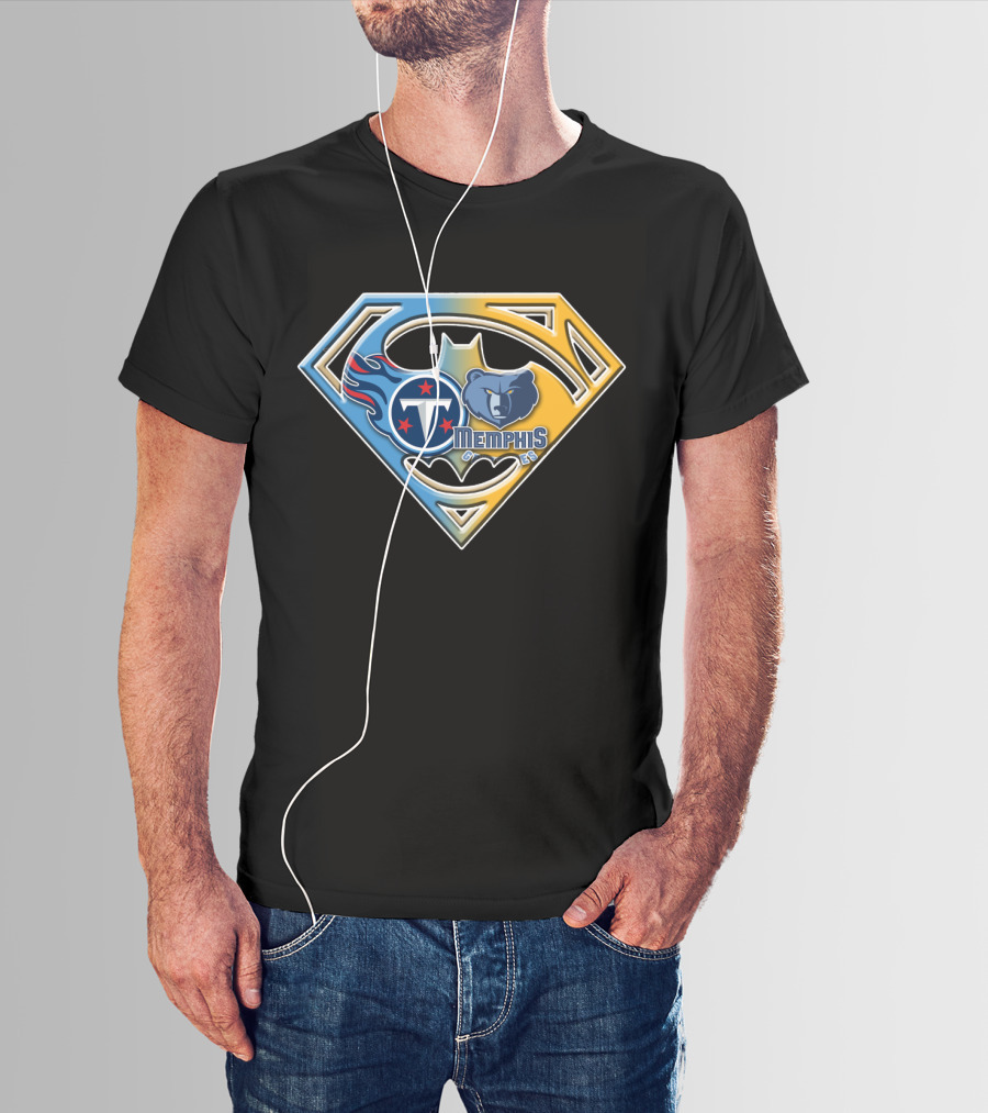 Memphis Grizzlies And Tennessee Titans Superhero Crossover Bat 128 T-Shirt