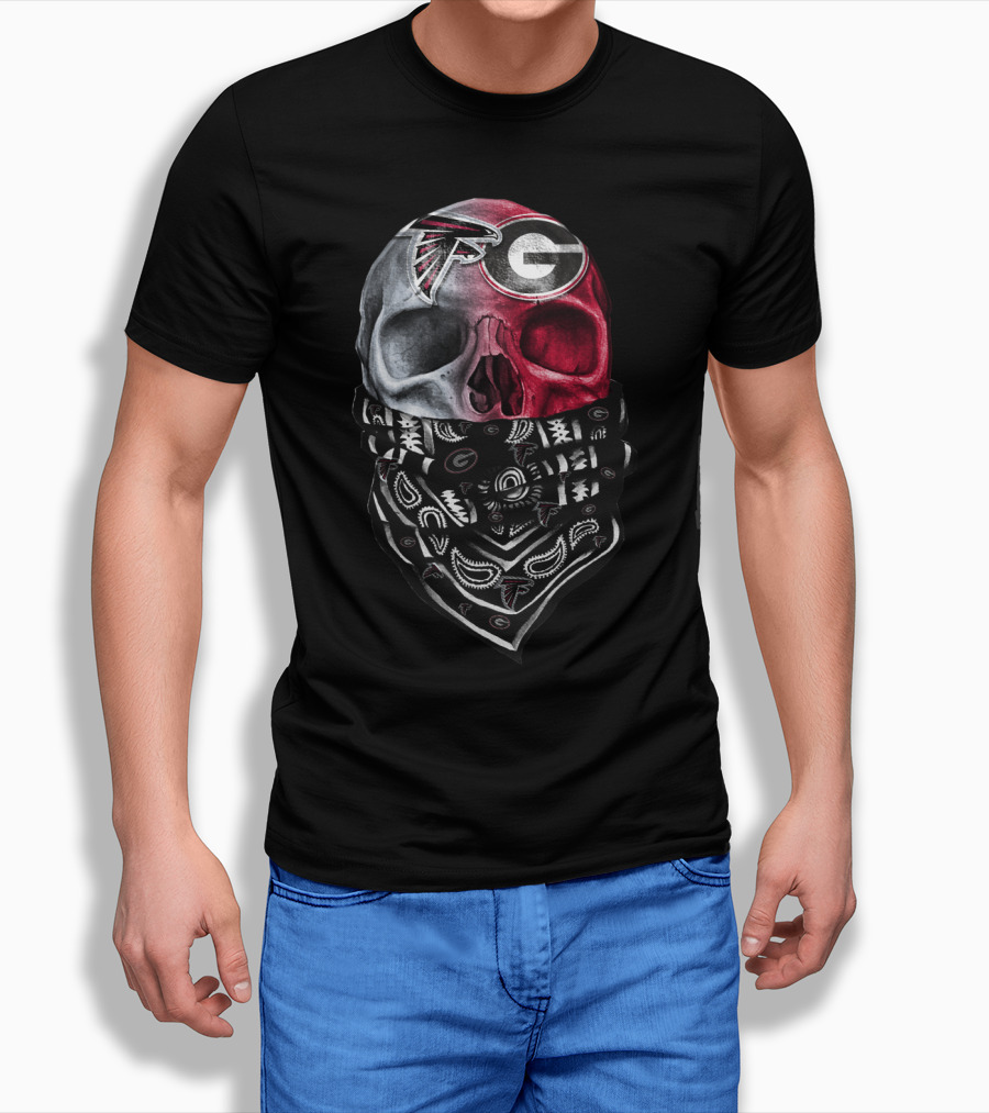 Falcons Georgia Bulldogs Skull Bandana T-Shirt
