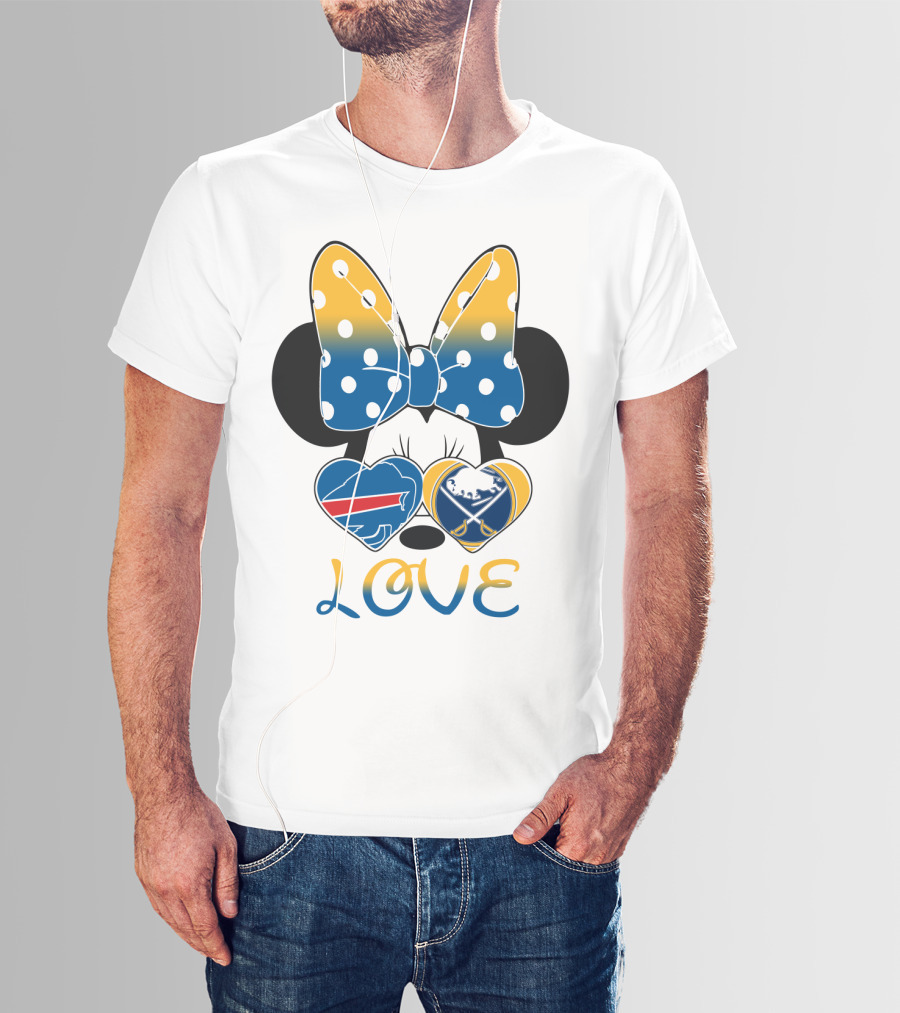 Love Mickey Bow Buffalo Sabres Bills Heart T-Shirt