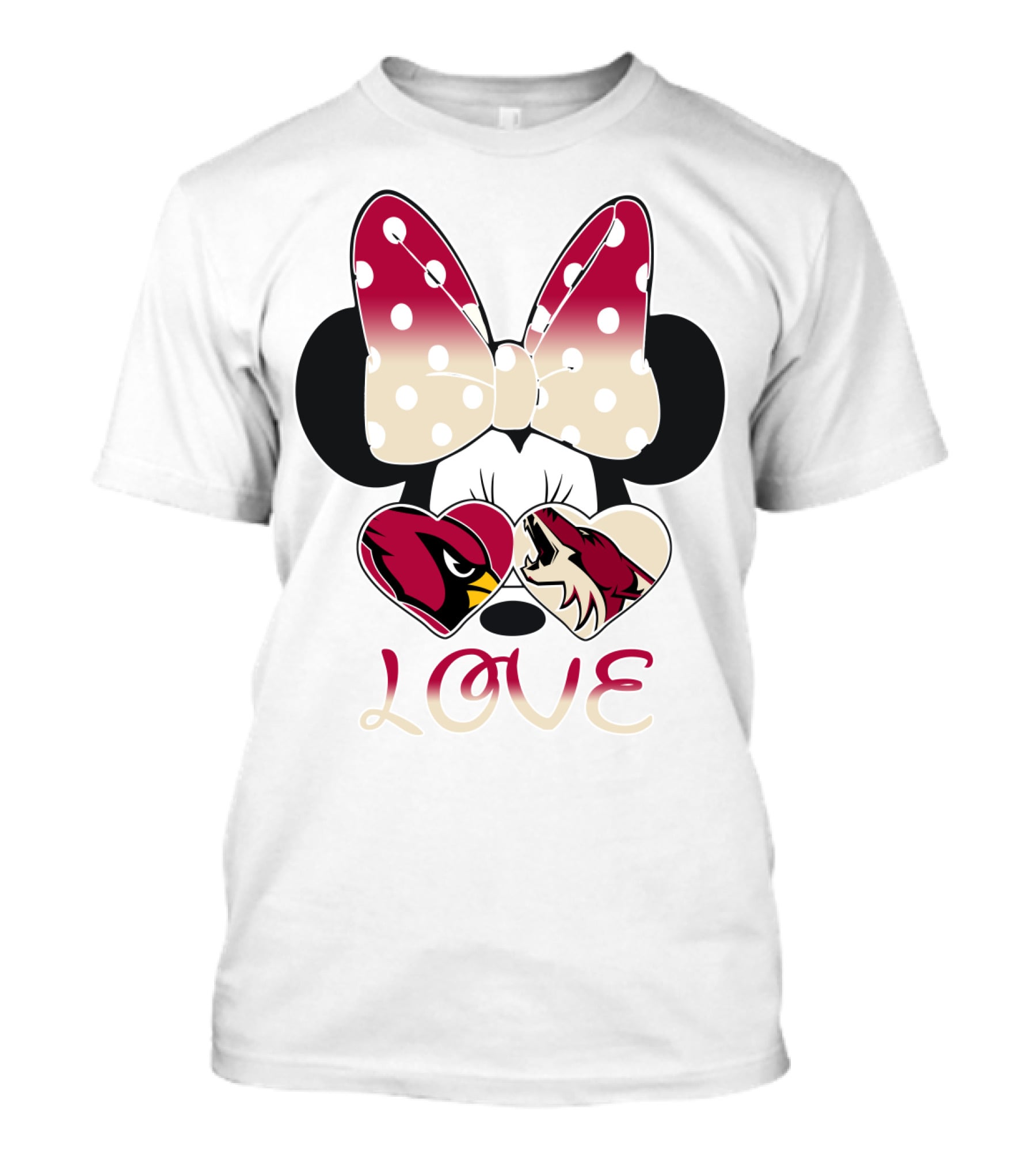 Mic 028 Minnie Bow Cardinals Coyotes Love T-Shirt