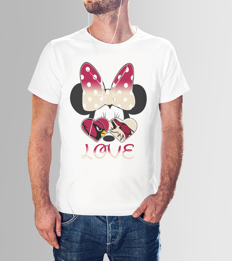 Mic 028 Minnie Bow Cardinals Coyotes Love T-Shirt