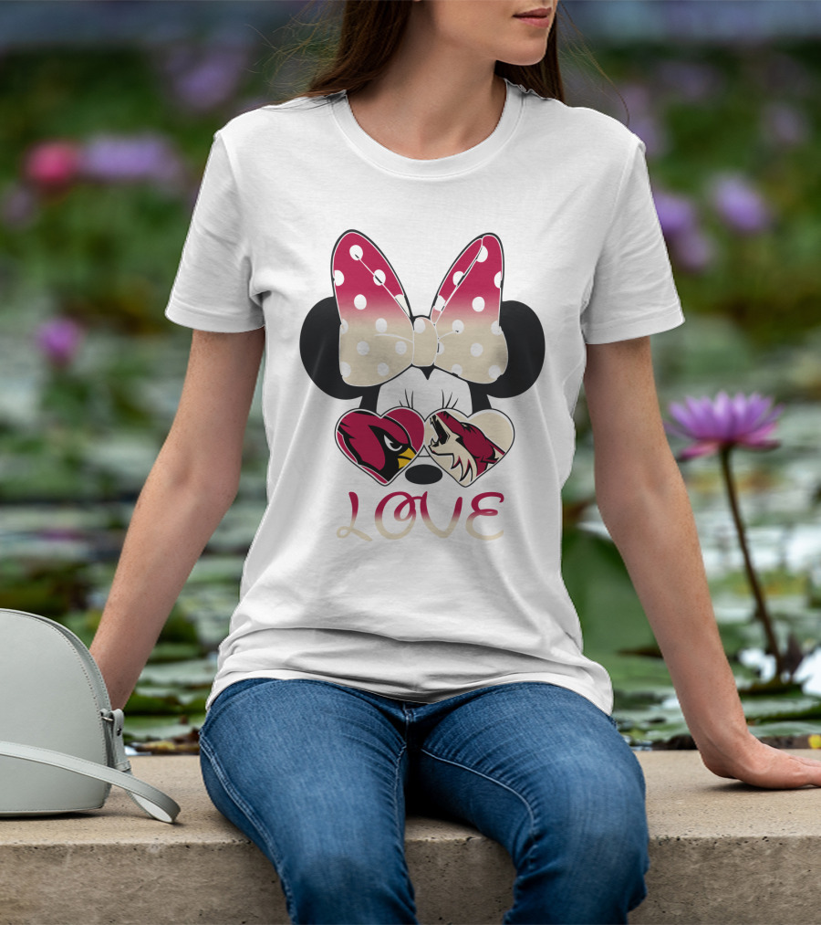 Mic 028 Minnie Bow Cardinals Coyotes Love T-Shirt