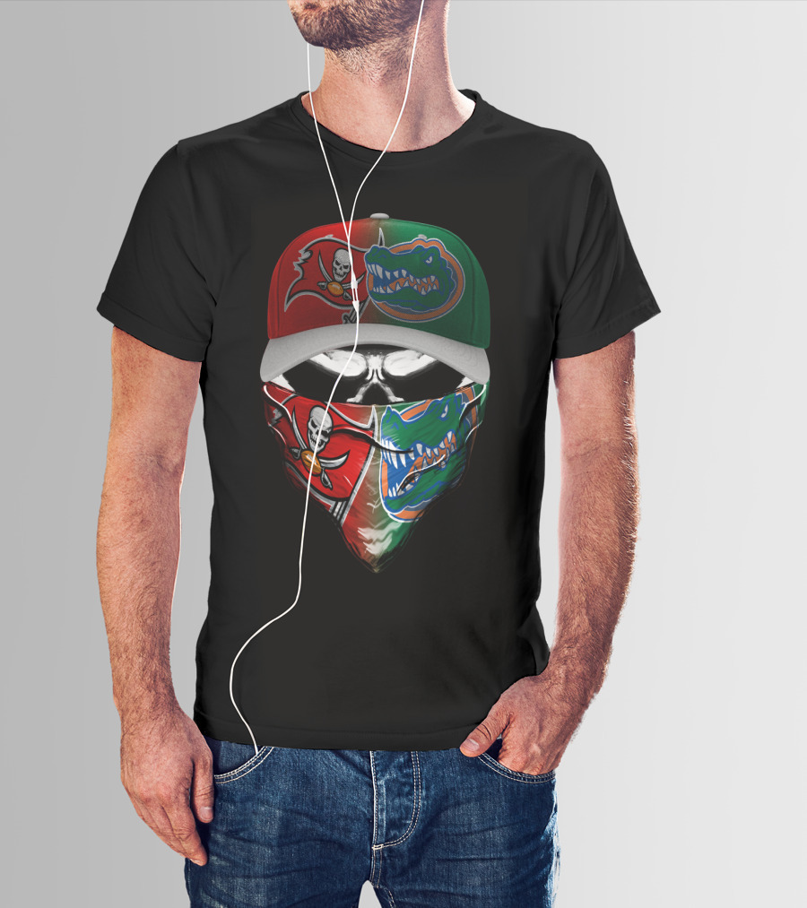 Buccaneers Gators Skull Mask Hat T-Shirt