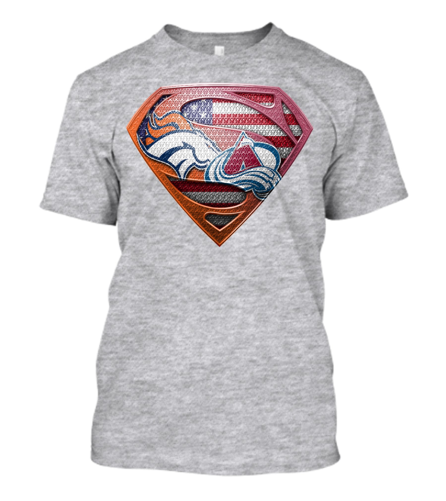 Broncos Avalanche Usa Flag Superman Shield T-Shirt
