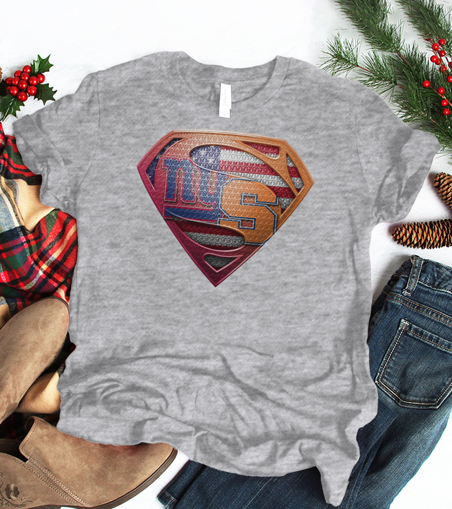 Ny Giants And Syracuse Super Shield American Flag T-Shirt