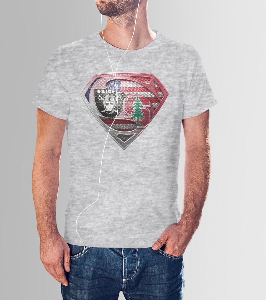Superman Logo Oakland Raiders American Flag Stanford Tree T-Shirt