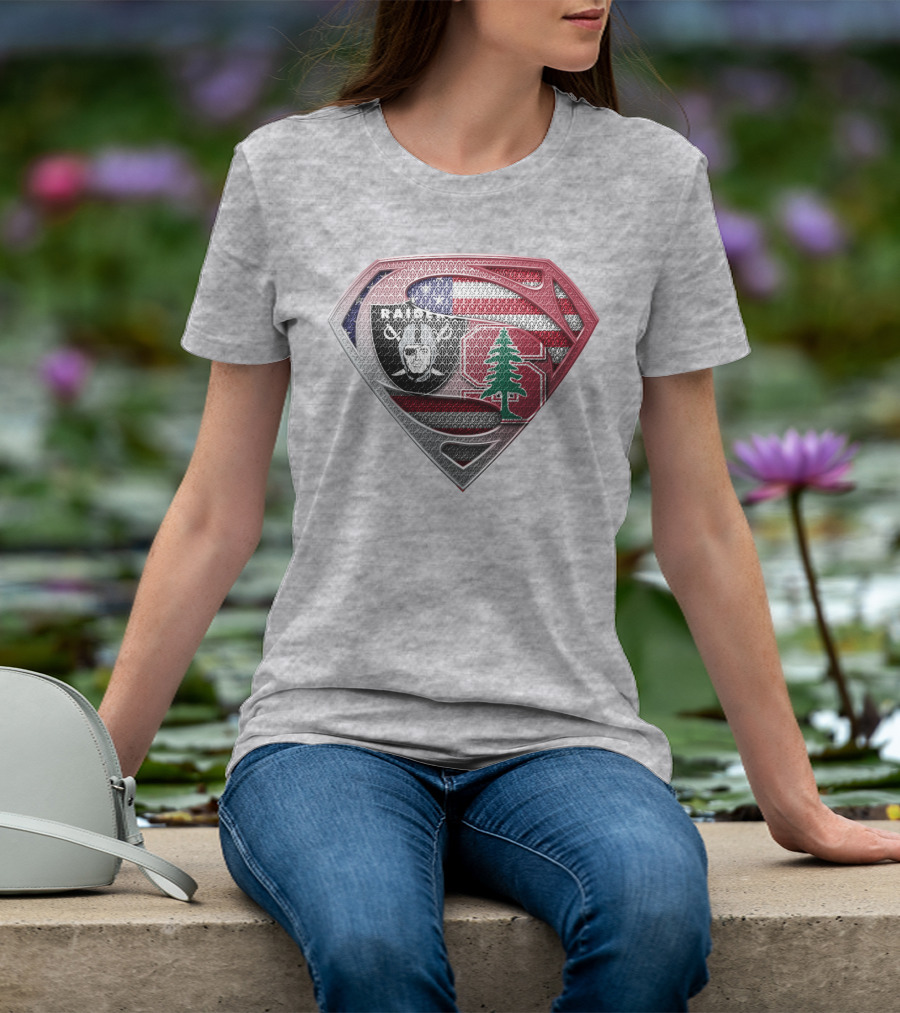 Superman Logo Oakland Raiders American Flag Stanford Tree T-Shirt