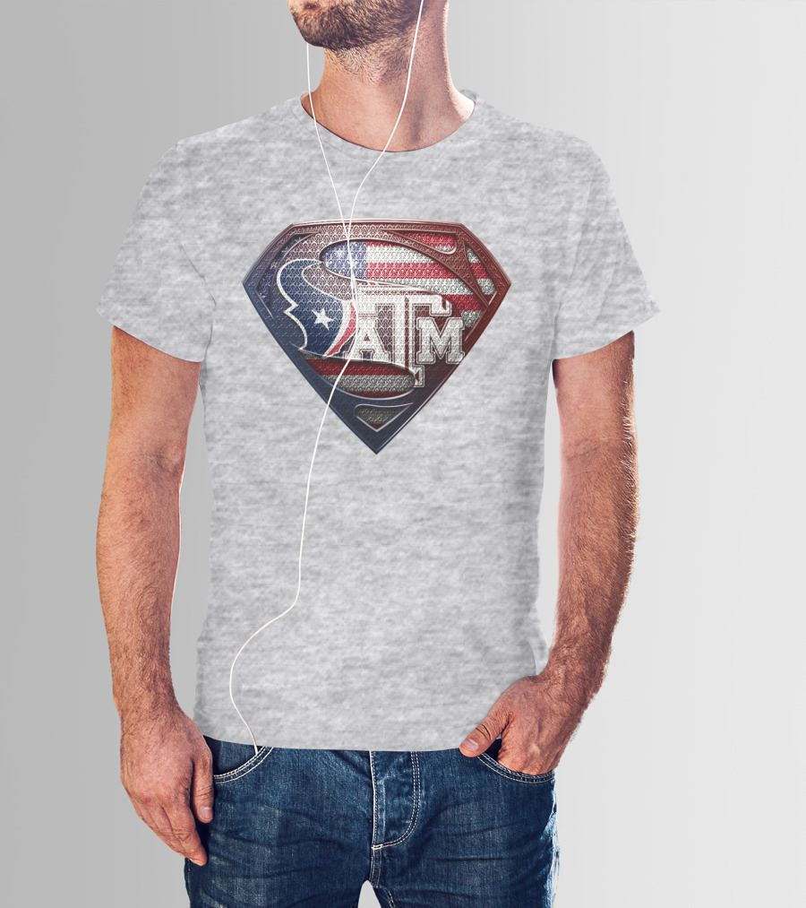 Superman Shield American Flag Texas A&M T-Shirt