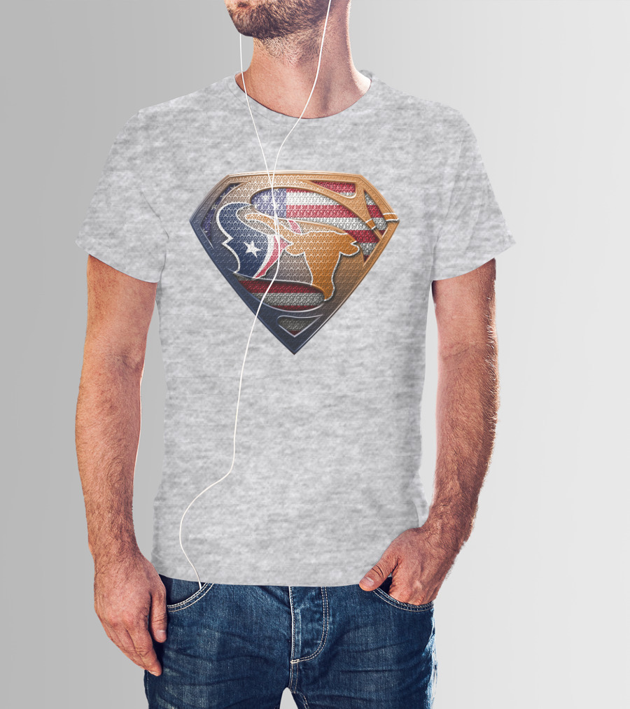 Texas Longhorns American Flag Superman Shield T-Shirt
